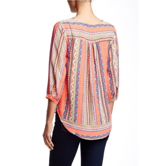 {Collective Concepts} Printed Crochet Inset Blouse - Picture 8 of 8